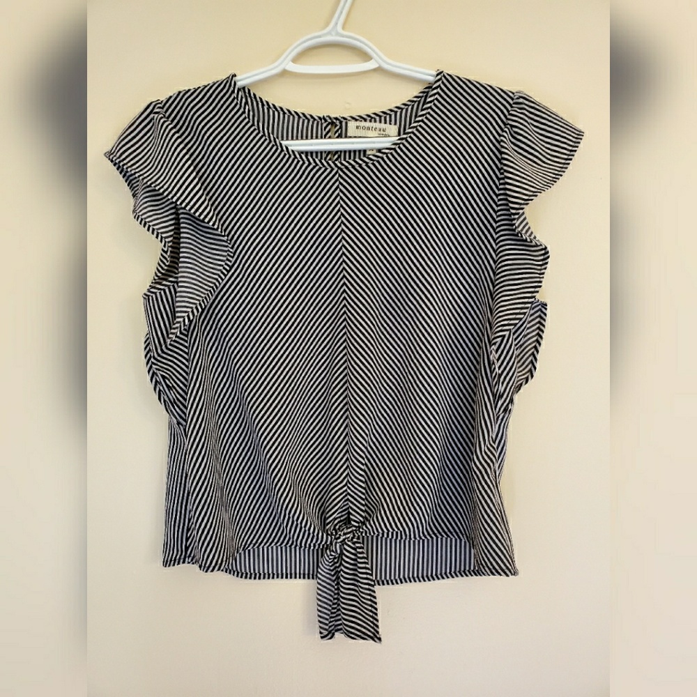Striped Front Knotted Blouse